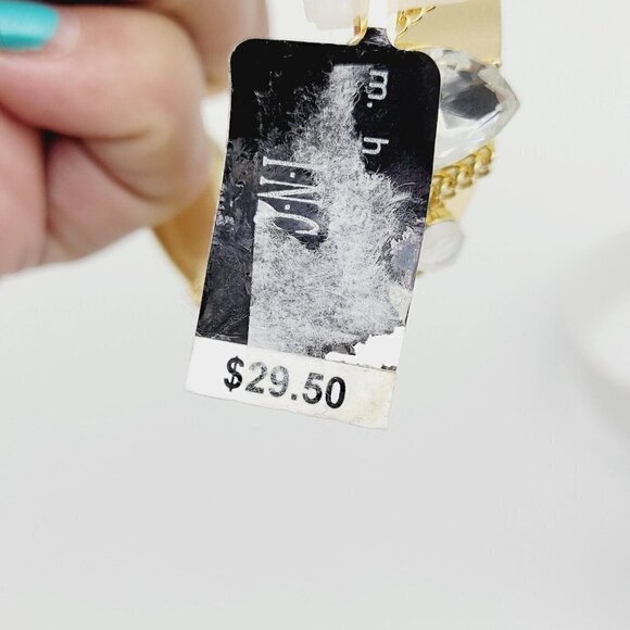 M. Haskell For INC Gold Tone Cuff Bracelet Chain Wrapped Big Rhinestones NWT - Picture 7 of 8